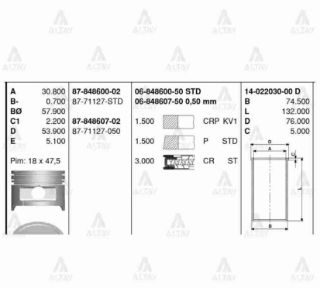 SEGMAN ACCENT 00-06 1.3  GETZ 03-05 1.3 0.50 TAKIM resmi