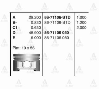 PİSTON SEGMANSIZ CİVİC 01-06 D16V1 0.50 TAKIM resmi