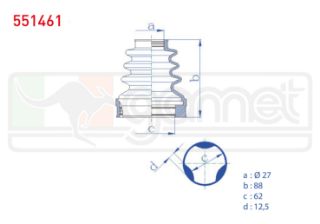 AKS KÖRÜĞÜ KİTİ SOL SAĞ İÇ PEUGEOT 301 1.6 VTI 27X88X62 2012- / PEUGEOT 206 (2A/C) 1.4 HDI 1998-2006 / CITROEN C3 (FC) 1.4 HDI 2002-2009 / C2 (JM) 1.4 HDI 2003-2009 resmi