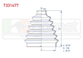 AKS KÖRÜĞÜ KİTİ SOL SAĞ DIS TERMOPLASTIK CITROEN JUMPER II 2.0 HDI 29X146X97 2002-2006 / C3 PLUERIEL 1.4İ 2003- / PEUGEOT BOXER II 2.0 HDI 2002-2006 resmi