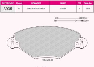 FREN BALATASI ÖN C5 00> 1.6 HDI 1.8 16V 2.0 16V resmi