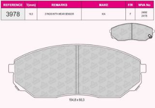 ÖN  FREN BALATASI SORENTO JC 2,4 3,3 V6 4WD 3,8 V6 4WD resmi