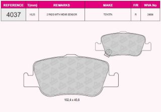 ARKA FREN BALATASI TOYOTA AURIS 1,4 D4D 2013> COROLLA D4D 2007 2012 İKAZ KABLOLU resmi