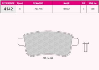 ARKA FREN BALATASI FLUENCE MEGANE III IV GRAND SCENİC III 1,4 / 1,6 / 2,0 16V / 1,5DCI 08> OTOMATIK EL F resmi