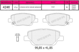 ARKA FREN BALATASI EGEA 1,3D MULTIJET / 1,4 / 1,4LPG / 1,6 / 1,6D MULTIJET resmi