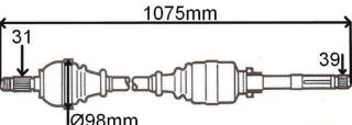 ÖN  AKS KOMPLE SAĞ MASTER III 2,3 DCI 6 VİTES 09> (DIS FREZE:31 İÇ FREZE:39 UZUNLUK:1075) resmi