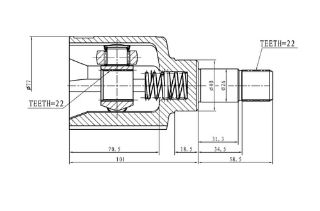 AKS KAFASI SOL ÖN İÇ BİPPER NEMO 1,4HDI OLCU: (22*22*40, U:159,5 MM) 07> resmi