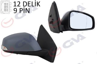 DIŞ DİKİZ AYNASI SAĞ FLUENCE 10 ELEKTRİKLİ ISITMALI SİNYALLİ ASTARLI KONVEKS VM-6141EHPR resmi