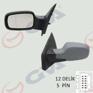 DIŞ DİKİZ AYNASI SOL CLİO 06 ELEKTRİKLİ ISITMALI ASTARLI ASFERİK 5 FİŞ VM-6136EHAL resmi