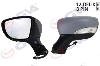 DIŞ DİKİZ AYNASI SOL CLİO 12 ELEKTRİKLİ ISITMALI ASTARLI SİNYALLİ ASFERİK VM-6126EHPAL resmi