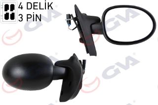 DIŞ DİKİZ AYNASI SAĞ TWİNGO I 90-02 ELEKTRİKLİ KONVEKS VM-128R resmi