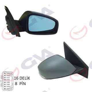DIŞ DİKİZ AYNASI SAĞ LAGUNA 07 ELEKTRİKLİ ISITMALI SİNYALLİ KATLANIR ASTARLI KONVEKS MAVİ CAM 8 FİŞ VM-6134EBR resmi
