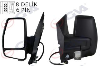 DIŞ DİKİZ AYNASI SOL TRANSİT CUSTOM V362 12 ELEKTİRİKLİ ISITMALI DESENLİ SİNYALLİ KONVEKS VM-6325RHL 1766580-683BL5JA6 resmi