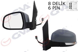 DIŞ DİKİZ AYNASI SOL FOCUS 08 ELEKTRİKLİ ISITMALI SİNYALLİ ASTARLI ASFERİK 6 FİŞ VM-6304EHPAL resmi