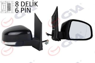 DIŞ DİKİZ AYNASI SAĞ FOCUS 08 ELEKTRİKLİ ISITMALI SİNYALLİ ASFERİK 6 FİŞ VM-6304EHAR resmi