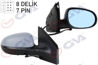 DIŞ DİKİZ AYNASI SAĞ BRAVO 07-14 ELEKTRİKLİ ISITMALI MAVİ CAM SENSÖRLÜ KONVEKS ASTARLI VM-6160EHSR resmi