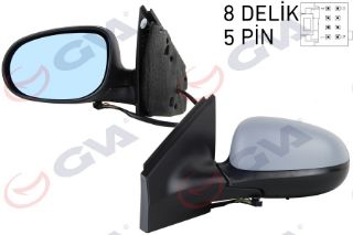 DIŞ DİKİZ AYNASI SOL BRAVO 07-14 ELEKTRİKLİ ISITMALI MAVİ CAM KONVEKS ASTARLI VM-6160EHL resmi