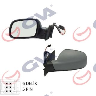 DIŞ DİKİZ AYNASI SOL 307 02 ELEKTRİKLİ ISITMALI ASTARLI ASFERİK 5 FİŞ VM-207EHPAL resmi