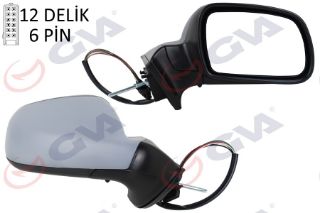 DIŞ DİKİZ AYNASI SAĞ 407 05 ELEKTRİKLİ ISITMALI SENSÖRLÜ ASTARLI MAVİ CAM KONVEKS 6 FİŞ VM-204EHPSR resmi