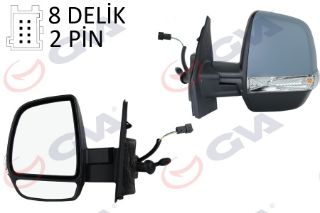 DIŞ DİKİZ AYNASI SOL DOBLO 11 MEKANİK SİNYALLİ ASTARLI ÇİFT CAM KONVEKS VM-669PL resmi