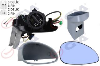 DIŞ DİKİZ AYNASI SAĞ C4 04 ELEKTRİKLİ ISITMALI SENSÖRLÜ ASTARLI MAVİ CAM KONVEKS VM-503EHPR resmi
