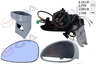DIŞ DİKİZ AYNASI SOL C4 04 ELEKTRİKLİ ISITMALI ASTARLI MAVİ CAM KONVEKS VM-503EHPL resmi