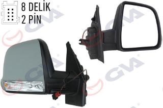DIŞ DİKİZ AYNASI SOL DOBLO 11 MEKANİK SİNYALLİ TEK CAMLI KONVEKS VM-668PL resmi
