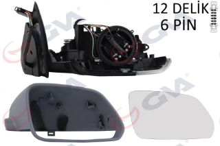 DIŞ DİKİZ AYNASI SAĞ OCTAVIA 04 ELEKTRİKLİ ISITMALI SİNYALLİ ASTARLI KONVEKS 5 FİŞ VM-605EHPR resmi