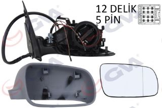 DIŞ DİKİZ AYNASI SAĞ FABİA 05 ELEKTRİKLİ ISITMALI ASTARLI KONVEKS 5 FİŞ VM-606EHPR resmi