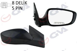 DIŞ DİKİZ AYNASI SAĞ BLUE 12 ELEKTRİKLİ ISITMALI SİYAH KAPAK KONVEKS 5 FİŞ VM-6451ER resmi
