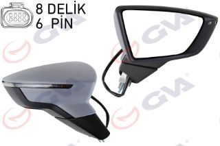 DIŞ DİKİZ AYNASI SAĞ LEON 12 ELEKTRİKLİ ISITMALI SENSÖRLÜ SİNYALLİ ASTARLI KONVEKS VM-367EHPR resmi