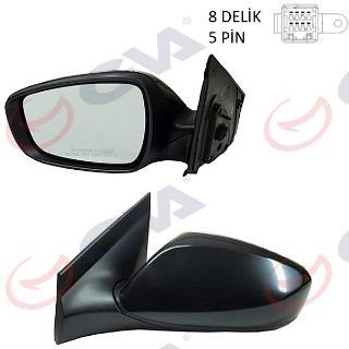DIŞ DİKİZ AYNASI SOL BLUE 12 ELEKTRİKLİ ISITMALI SİYAH KAPAK DÜZ CAM 5 FİŞ VM-6451EL resmi