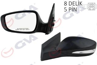 DIŞ DİKİZ AYNASI SOL BLUE 12 ELEKTRİKLİ SİNYALLİ SİYAH KAPAK KONVEKS IPTAL 5 FİŞ VM-6451NEL resmi