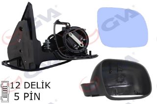 DIŞ DİKİZ AYNASI SAĞ GOLF-BORA 98 ELEKTRİKLİ ISITMALI SİYAH ASTARLI MAVİ CAM KÜÇÜK TİP 5 FİŞ VM-188R resmi