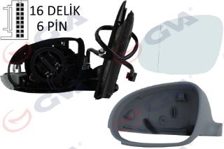 DIŞ DİKİZ AYNASI SOL GOLF 03 ELEKTRİKLİ ISITMALI SİNYALLİ ASTARLI ASFERİK 6 FİŞ VM-197EHPAL resmi
