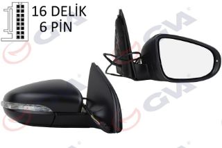 DIŞ DİKİZ AYNASI SAĞ GOLF 09 ELEKTRİKLİ ISITMALI SİNYALLİ KONVEKS 6 FİŞ VM- 6197EHPR resmi