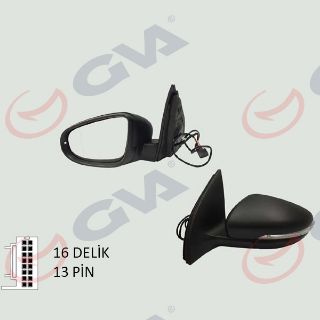 DIŞ DİKİZ AYNASI SOL GOLF 09 ELEKTRİKLİ ISITMALI SİNYALLİ ASFERİK 6 FİŞ VM-6197EHPAL resmi