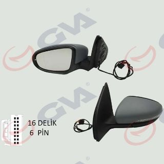 DIŞ DİKİZ AYNASI SOL GOLF 09 ELEKTRİKLİ ISITMALI ASTARLI SİNYALLİ ASFERİK 6 FİŞ VM-6197EHPAL resmi