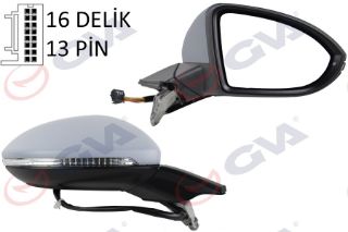 DIŞ DİKİZ AYNASI SAĞ GOLF 13 ELEKTRİKLİ ISITMALI KATLANIR HAFIZALI SİNYALLİ ASTARLI KONVEKS 12 FİŞ VM-6187EBPCR resmi