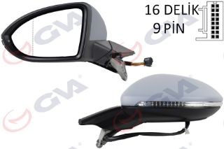 DIŞ DİKİZ AYNASI SOL GOLF 13 ELEKTRİKLİ ISITMALI KATLANIR SİNYALLİ ASTARLI ASFERİK 8 FİŞ VM-6187EBPAL resmi