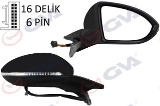 DIŞ DİKİZ AYNASI ELEKTİRİKLİ ISITMALI SAĞ GOLF7 12- DESENLİ SİNYALLİ 6 FİŞ resmi