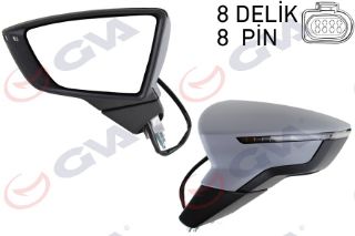 DIŞ DİKİZ AYNASI SOL LEON 12 ELEKTRİKLİ KATLANIR ISITMALI SENSÖRLÜ SİNYALLİ ASTARLI KONVEKS VM-367EBL resmi