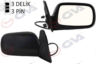 DIŞ DİKİZ AYNASI SAĞ COROLLA 97 ELEKTRİKLİ ISITMALI KONVEKS 3 FİŞ VM-278ER resmi