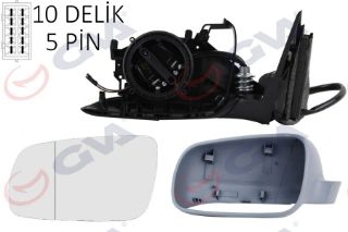 DIŞ DİKİZ AYNASI SOL PASSAT 97 ELEKTRİKLİ ISITMALI ASTARLI KONVEKS 5 FİŞ VM-189AL resmi