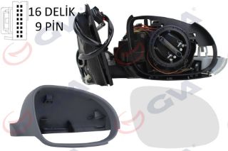 DIŞ DİKİZ AYNASI SAĞ PASSAT 06 ELEKTRİKLİ ISITMALI KATLANIR SİNYALLİ ASTARLI KONVEKS 9 FİŞ VM-399NEBR resmi