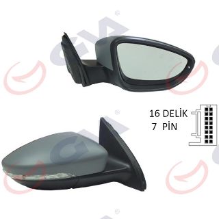 DIŞ DİKİZ AYNASI SAĞ PASSAT 11 ELEKTRİKLİ ISITMALI Ç.AYDINLATMALI ASTARLI KONVEKS 7 FİŞ VM-6194NEHPR resmi
