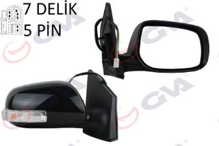 DIŞ DİKİZ AYNASI SAĞ COROLLA 08 ELEKTRİKLİ ISITMALI SİNYALLİ ASTARLI KONVEKS 5 FİŞ VM-6263EPR resmi