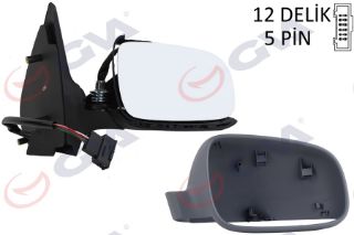 DIŞ DİKİZ AYNASI SAĞ POLO 00 ELEKTRİKLİ ISITMALI ASTARLI ASFERİK 5 FİŞ VM-192EHR resmi