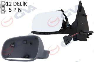 DIŞ DİKİZ AYNASI SOL POLO 00 ELEKTRİKLİ ISITMALI ASTARLI ASFERİK 5 FİŞ VM-192EHAL resmi