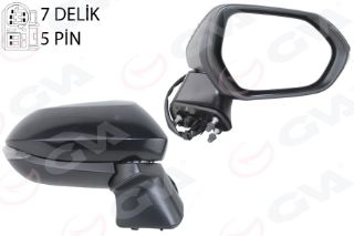DIŞ DİKİZ AYNASI SAĞ KATLANIR ISITM SİNY KONV 5 PİN Lİ COROLLA E210-AURIS VM-8271EHPR resmi